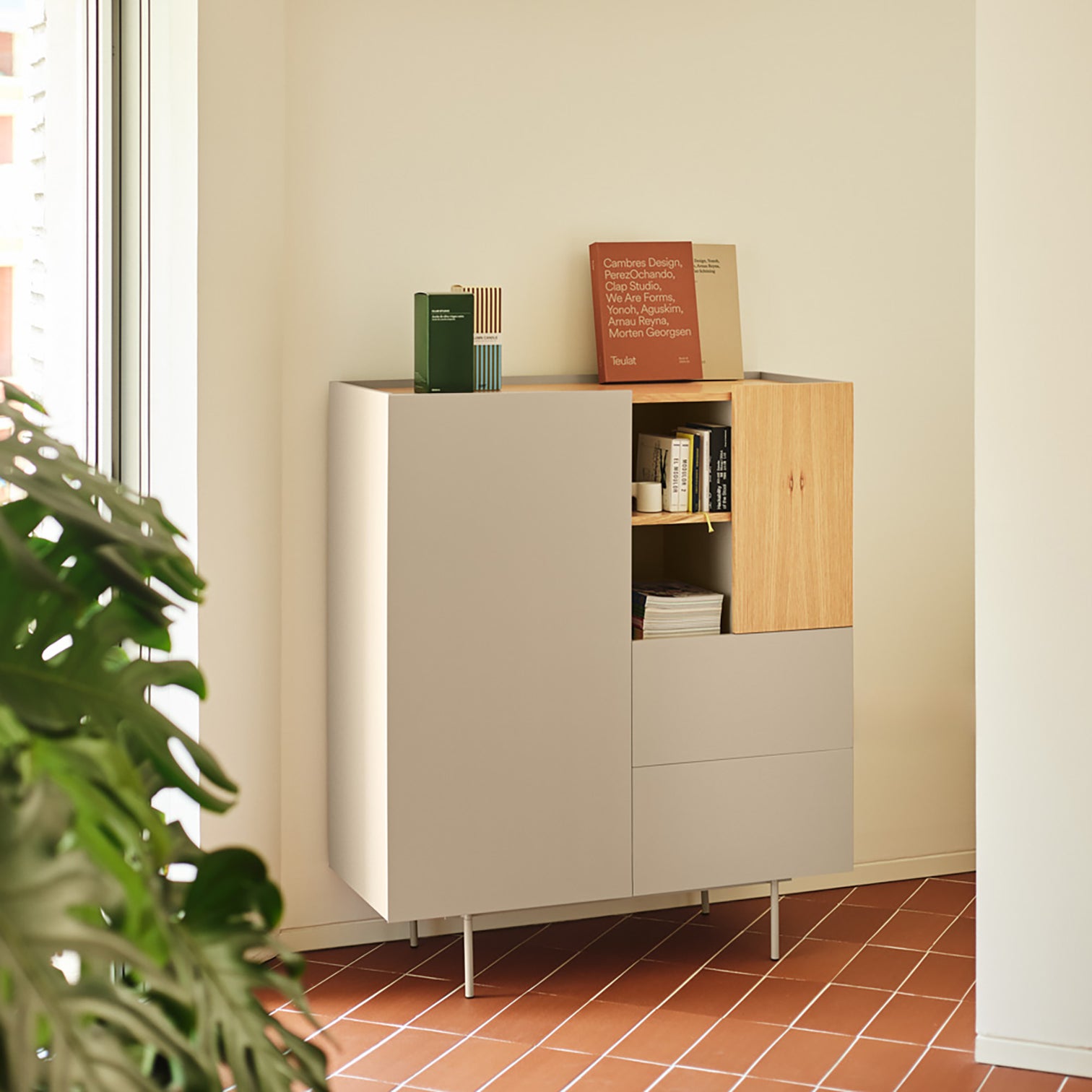 
Highboard design « Otto » - Sable / Chêne