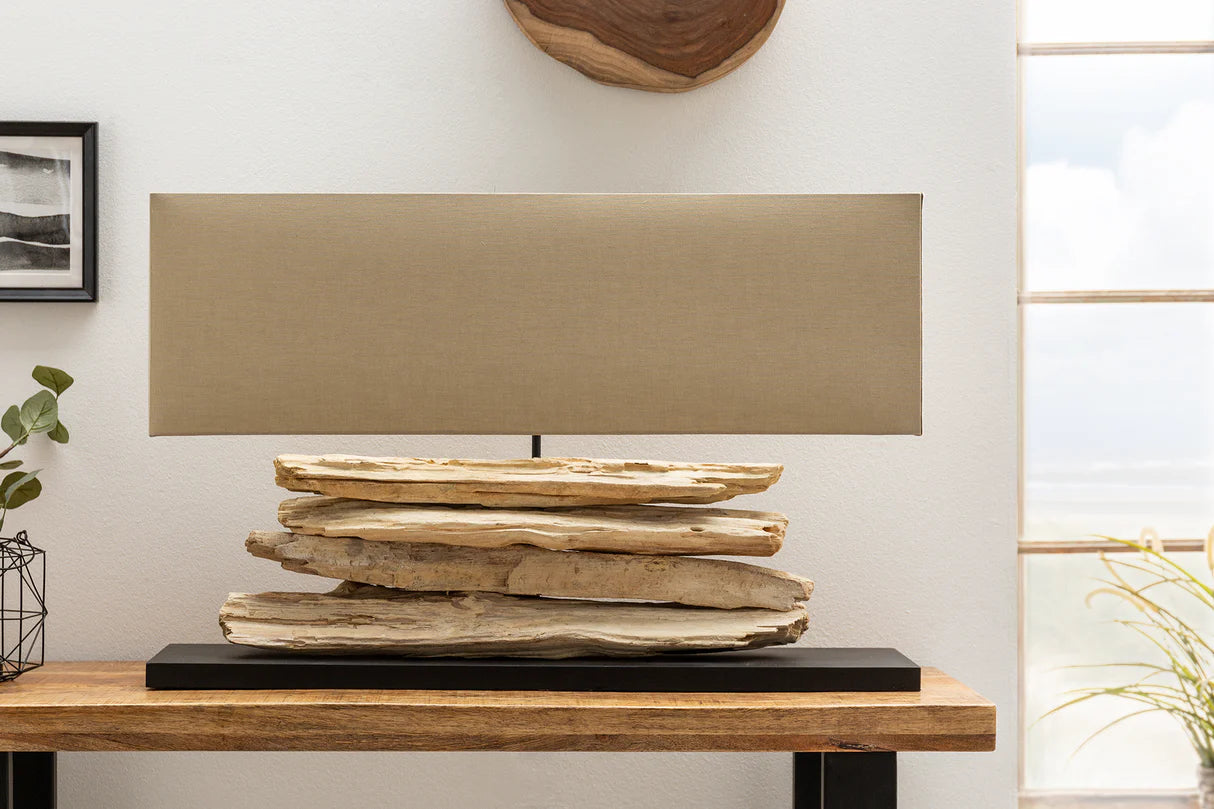 
Large, handcrafted "Riverine" table lamp - Beige