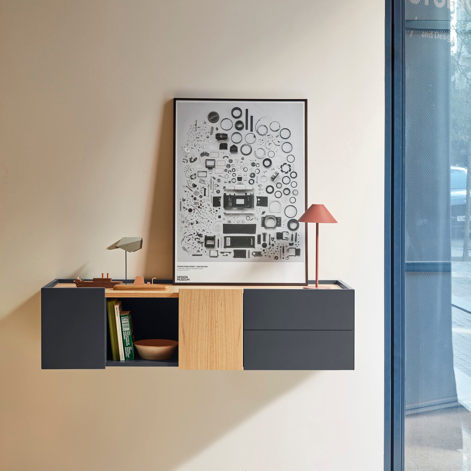 
Design lowboard & wall console "Otto" - Anthracite / Oak