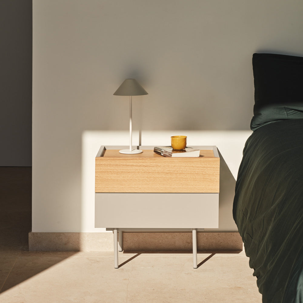 
Table d'appoint et de chevet design « Otto » - Sable / Chêne