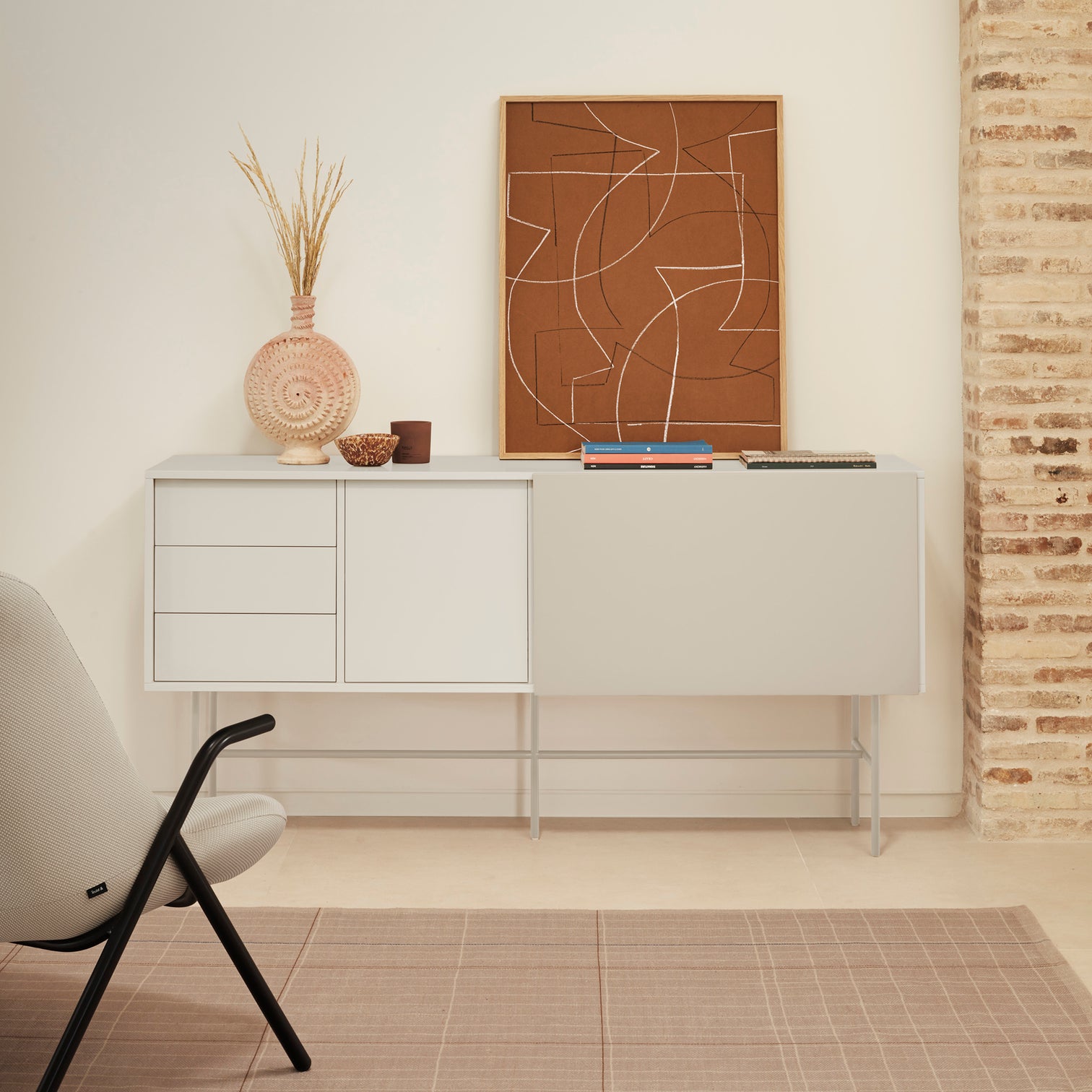 
Grand buffet design « Nube » - Crème / Sable
