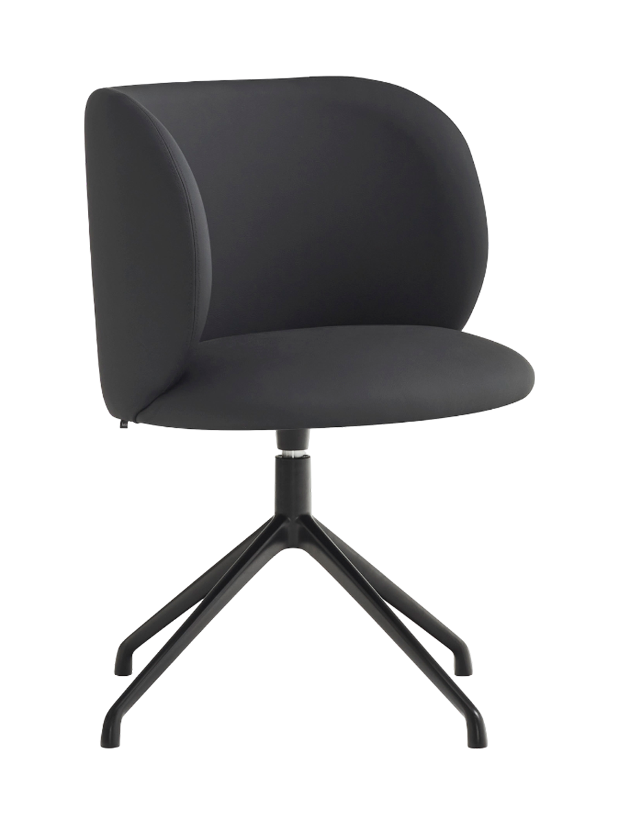 
360° Swivel Premium Design Chair "Mogi" - Frame: Black, Seat: Artificial Leather Black
