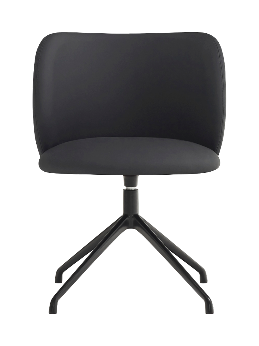 
360° Swivel Premium Design Chair "Mogi" - Frame: Black, Seat: Artificial Leather Black