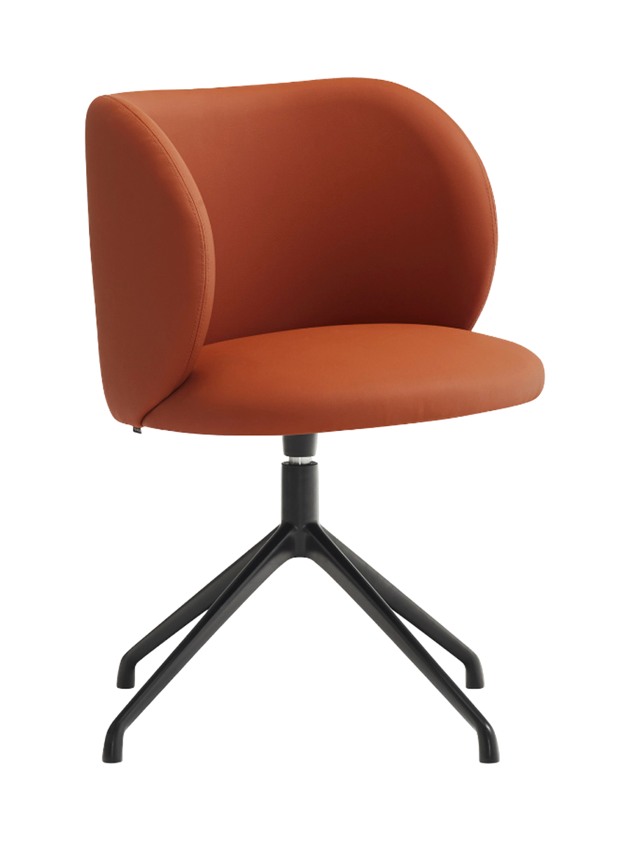 
360° Swivel Premium Design Chair "Mogi" - Frame: Black, Seat: Artificial Leather Terracotta
