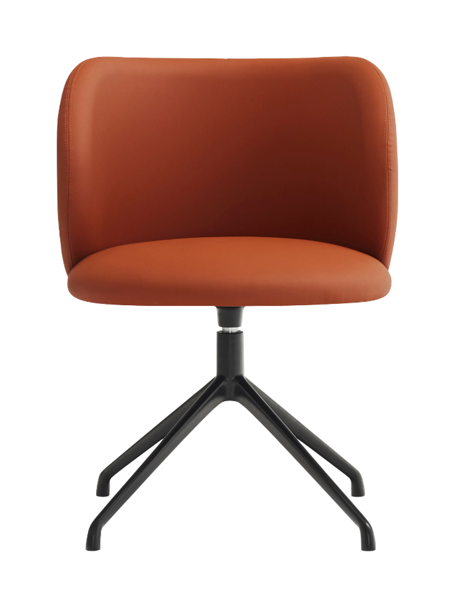 
360° Swivel Premium Design Chair "Mogi" - Frame: Black, Seat: Artificial Leather Terracotta