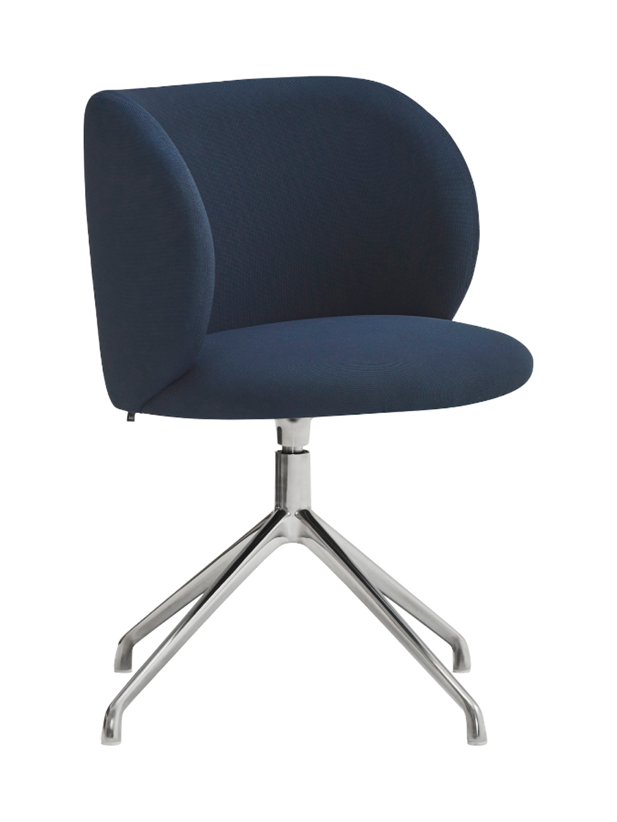 
360° Swivel Premium Design Chair "Mogi" - Frame: stainless steel, Seat: Navy