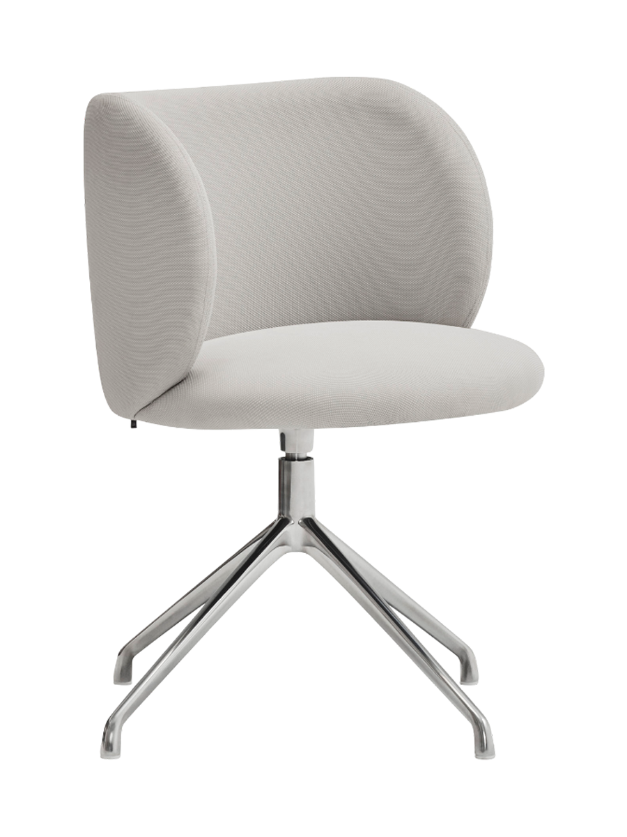 
360° Swivel Premium Design Chair "Mogi" - Frame: Stainless steel, Seat: Light gray