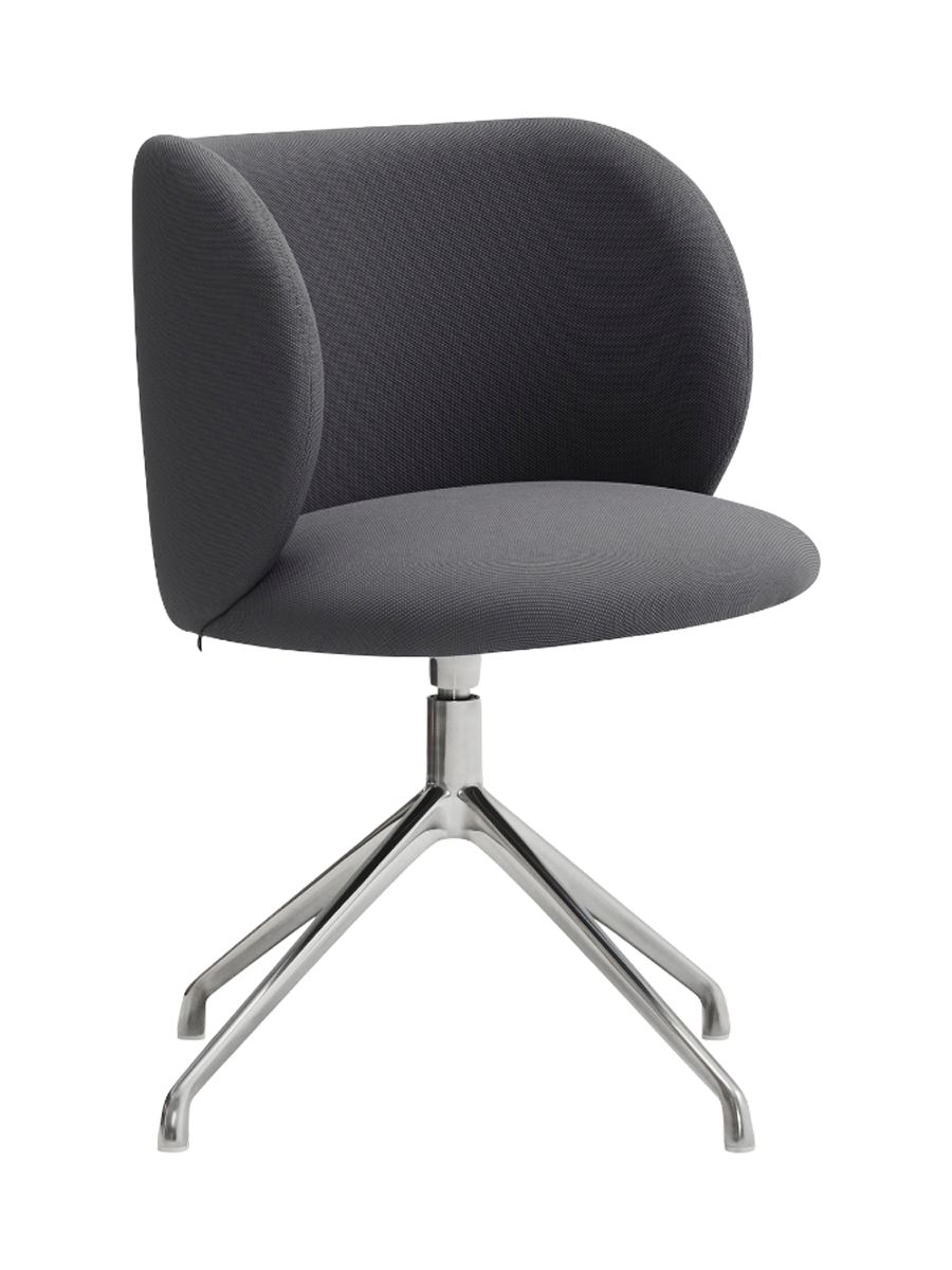 
360° Swivel Premium Design Chair "Mogi" - Frame: Stainless steel, Seat: Dark gray