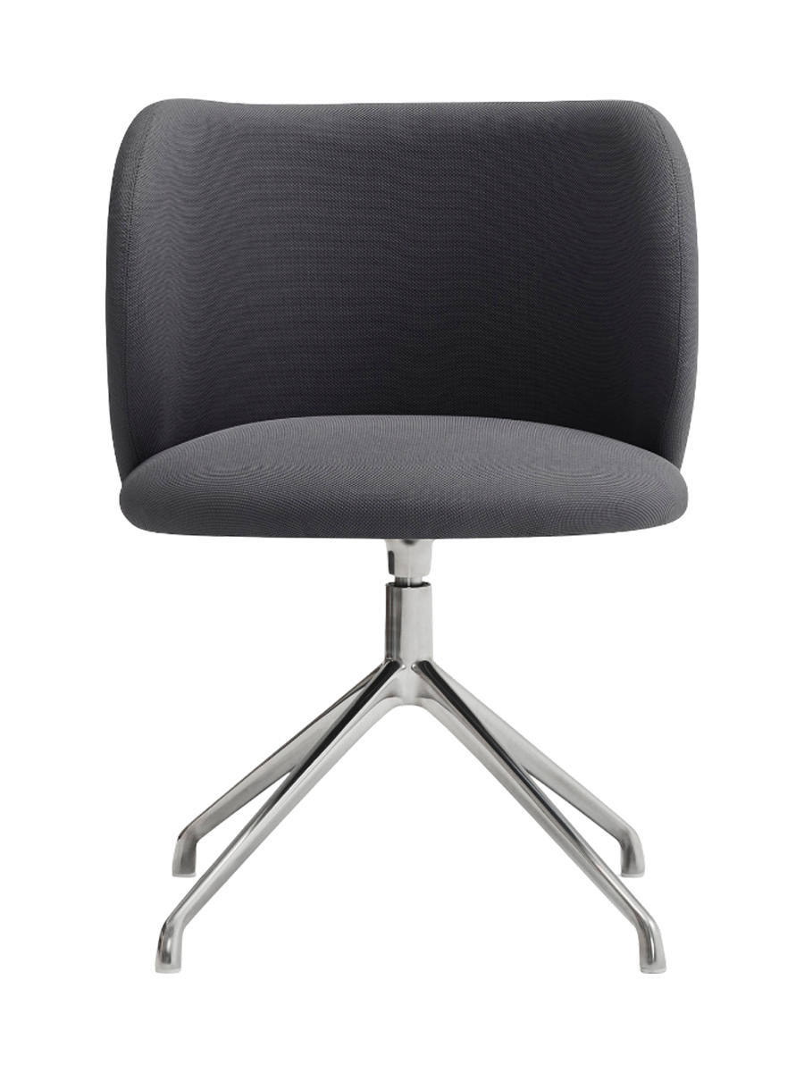 
360° Swivel Premium Design Chair "Mogi" - Frame: Stainless steel, Seat: Dark gray