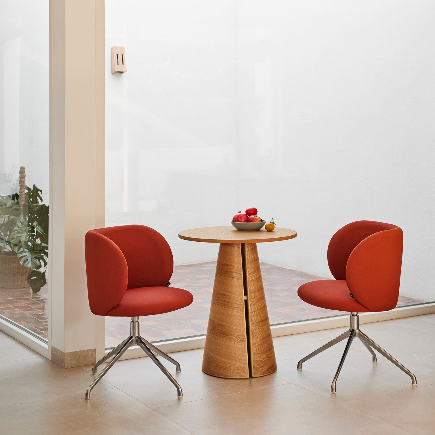 
360° Swivel Premium Design Chair "Mogi" - Frame: Stainless Steel, Seat: Brick