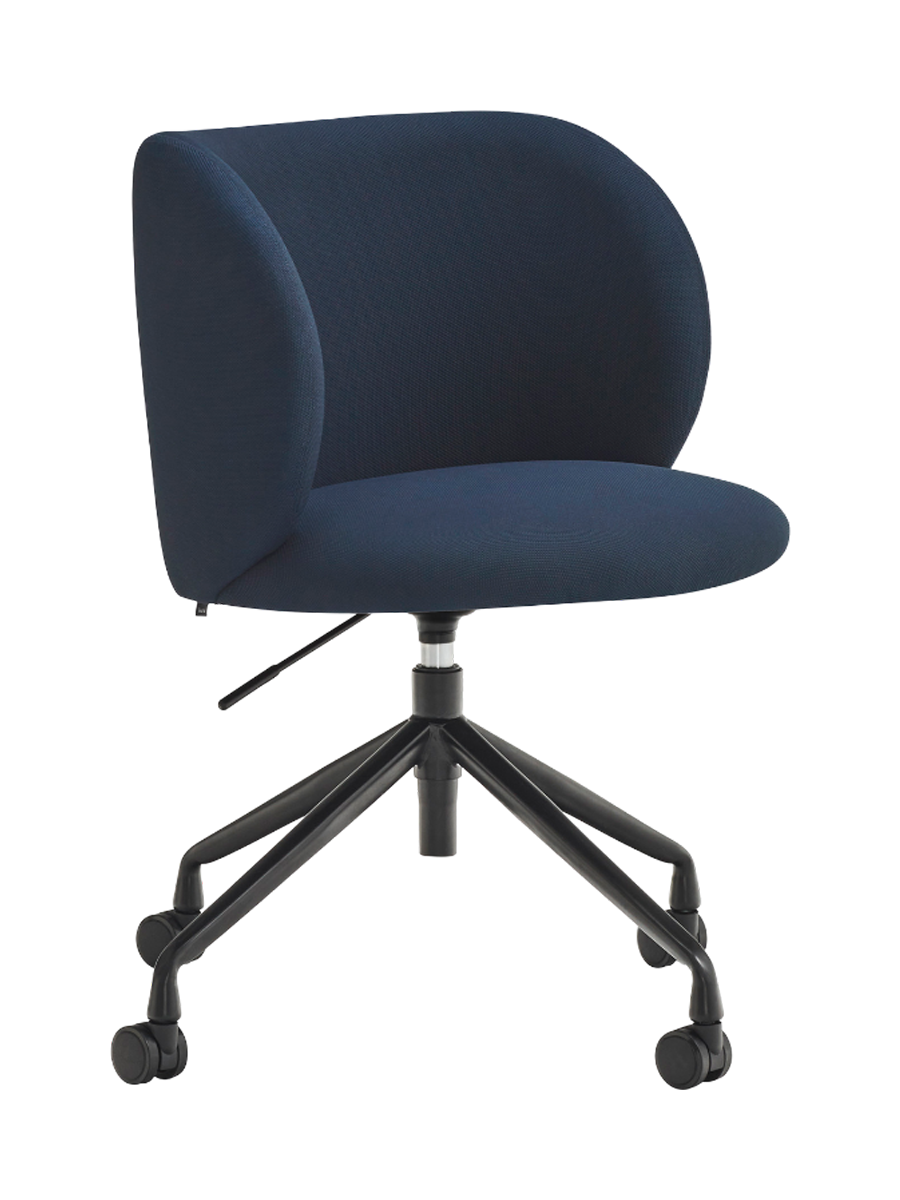 
Fauteuil de bureau design pivotant à 360° « Mogi » - Piètement : Noir, Assise : Bleu marine