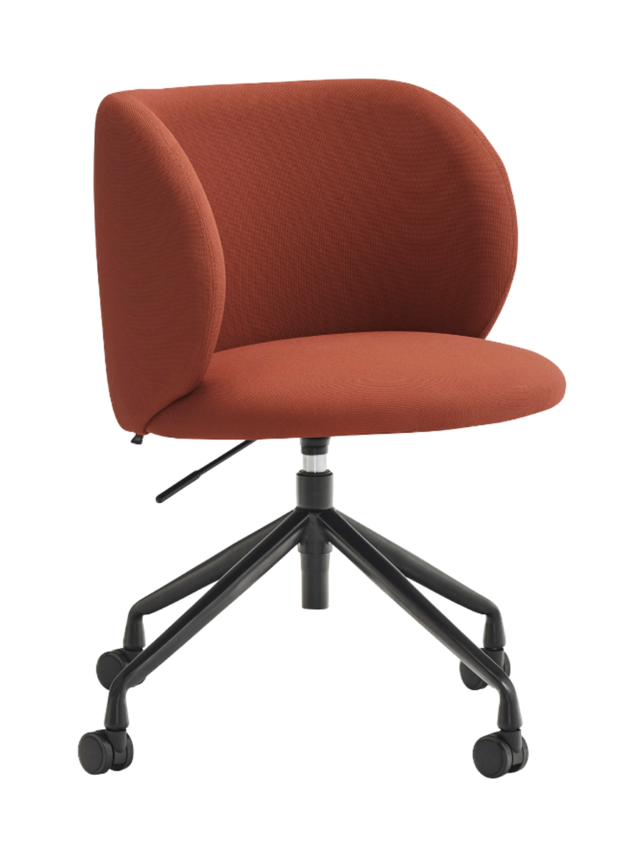 
360° Swivel Premium Design Chair "Mogi" - Frame: Stainless steel, Seat: Faux leather Terracotta