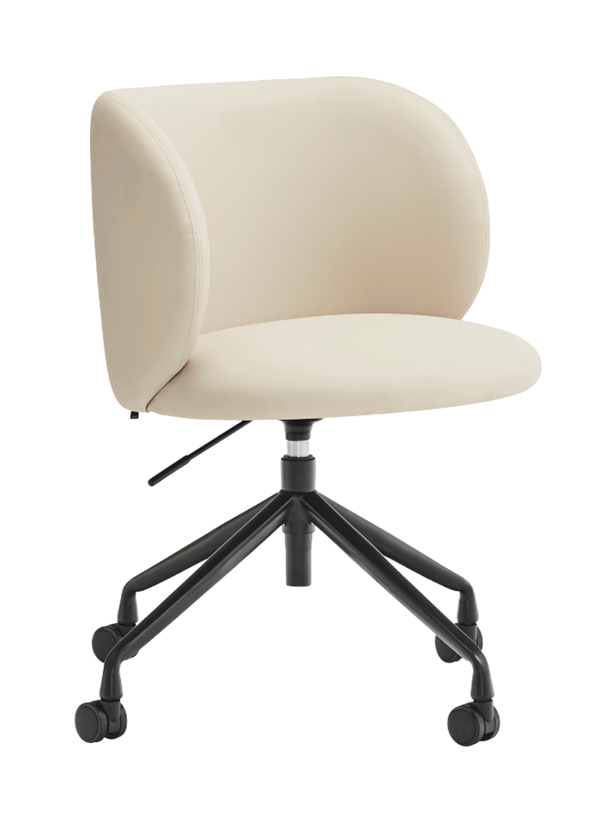 
Fauteuil de bureau design pivotant à 360° « Mogi » - Monture : noir, Assise : similicuir beige