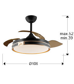 
Ventilateur de plafond haut de gamme et plafonnier LED « Herón » avec télécommande - Noir / Or