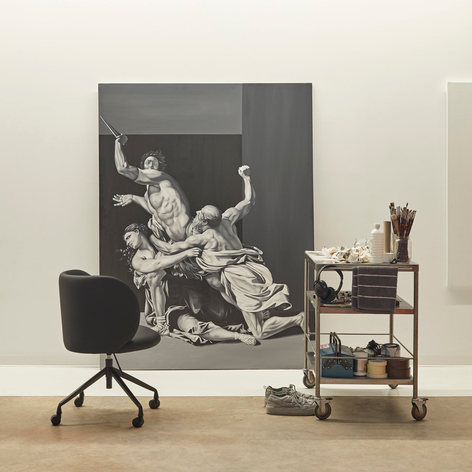 
Fauteuil de bureau design pivotant à 360° « Mogi » - Piètement : noir, assise : similicuir noir