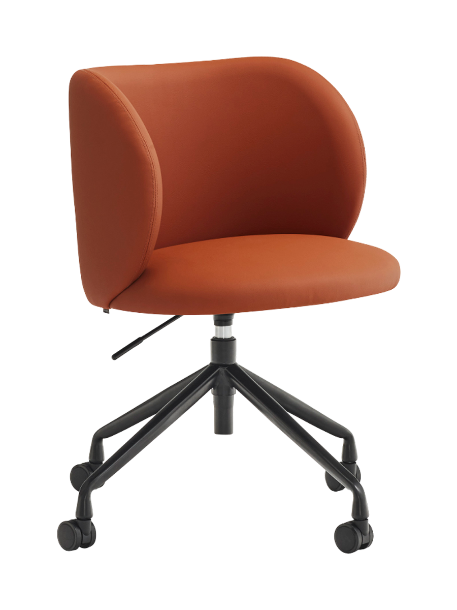 
Fauteuil de bureau design pivotant à 360° « Mogi » - Piètement : Noir, Assise : Similicuir Terracotta