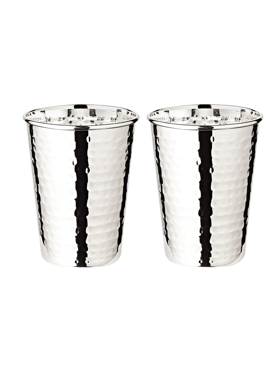 
Premium Trinkbecher „Mido“ im 2er-Set - edel versilbert & gehämmert