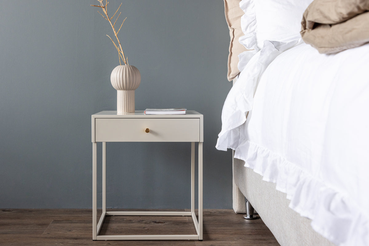
"Bakal" Designer Metal Side and Nightstand - Beige