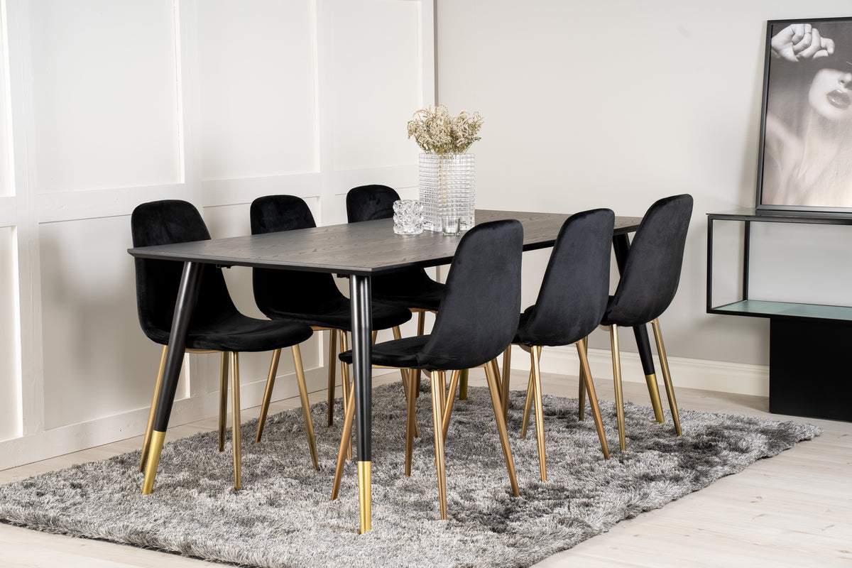 
Tavolo da pranzo rettangolare „Dipp“ Nero/Oro 180 x 90 cm