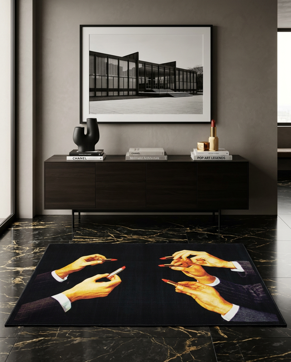 
Designer Carpet "Toiletpaper Lipstick Black"