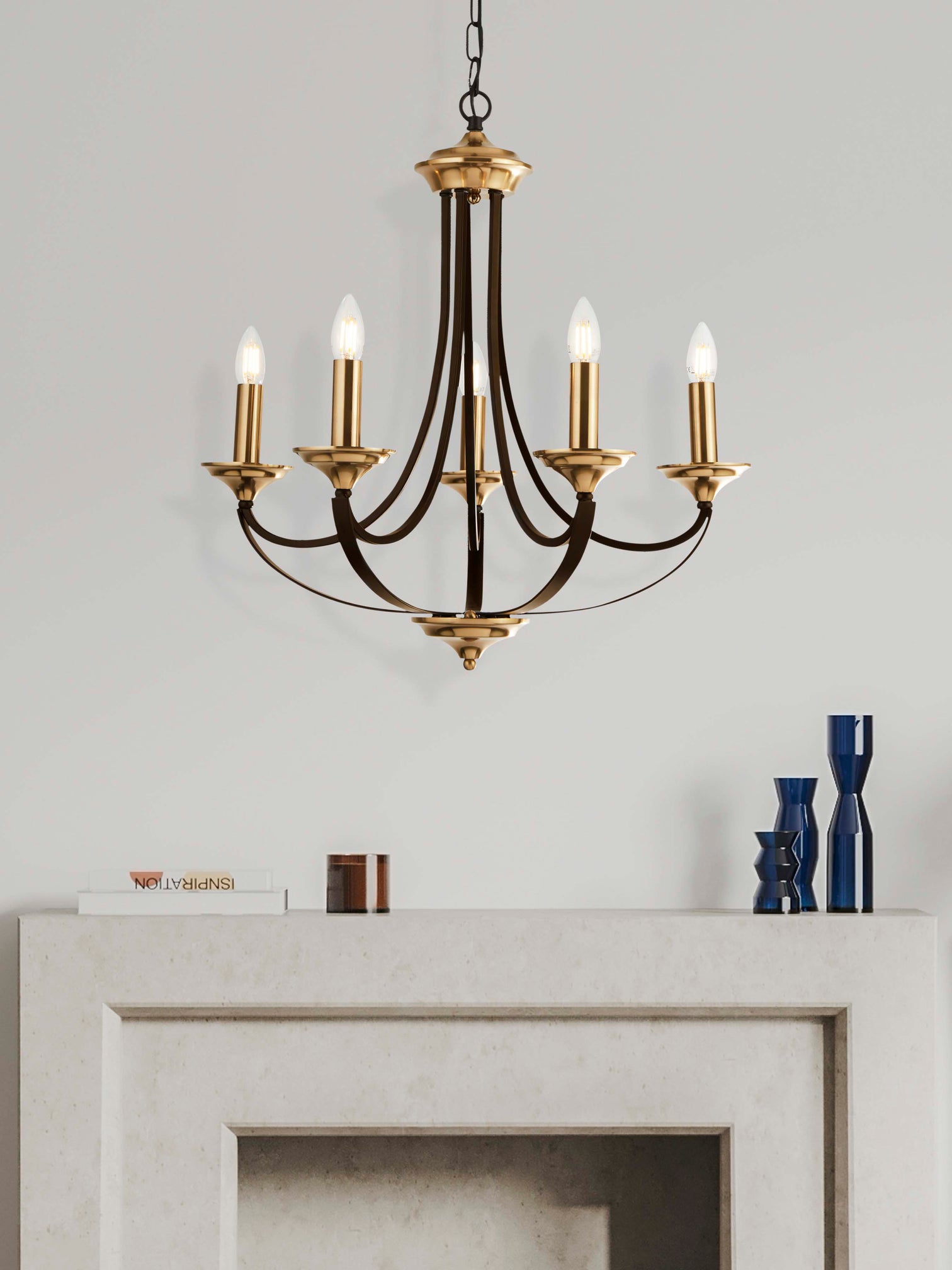 
Modern, dimmable chandelier "Belfry" - Ø 58 cm, 5-bulb