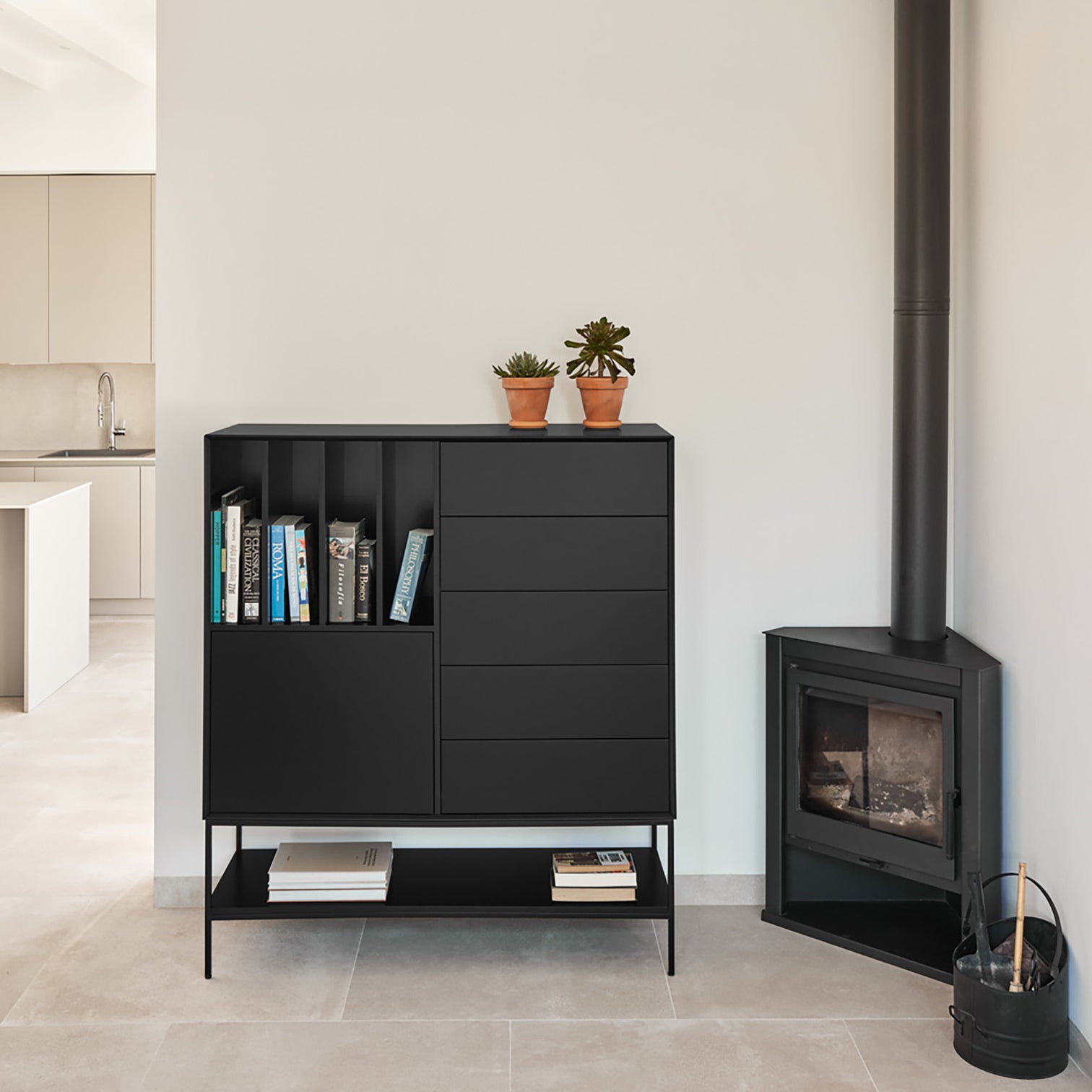 
Grand bahut design «Platt» - Noir