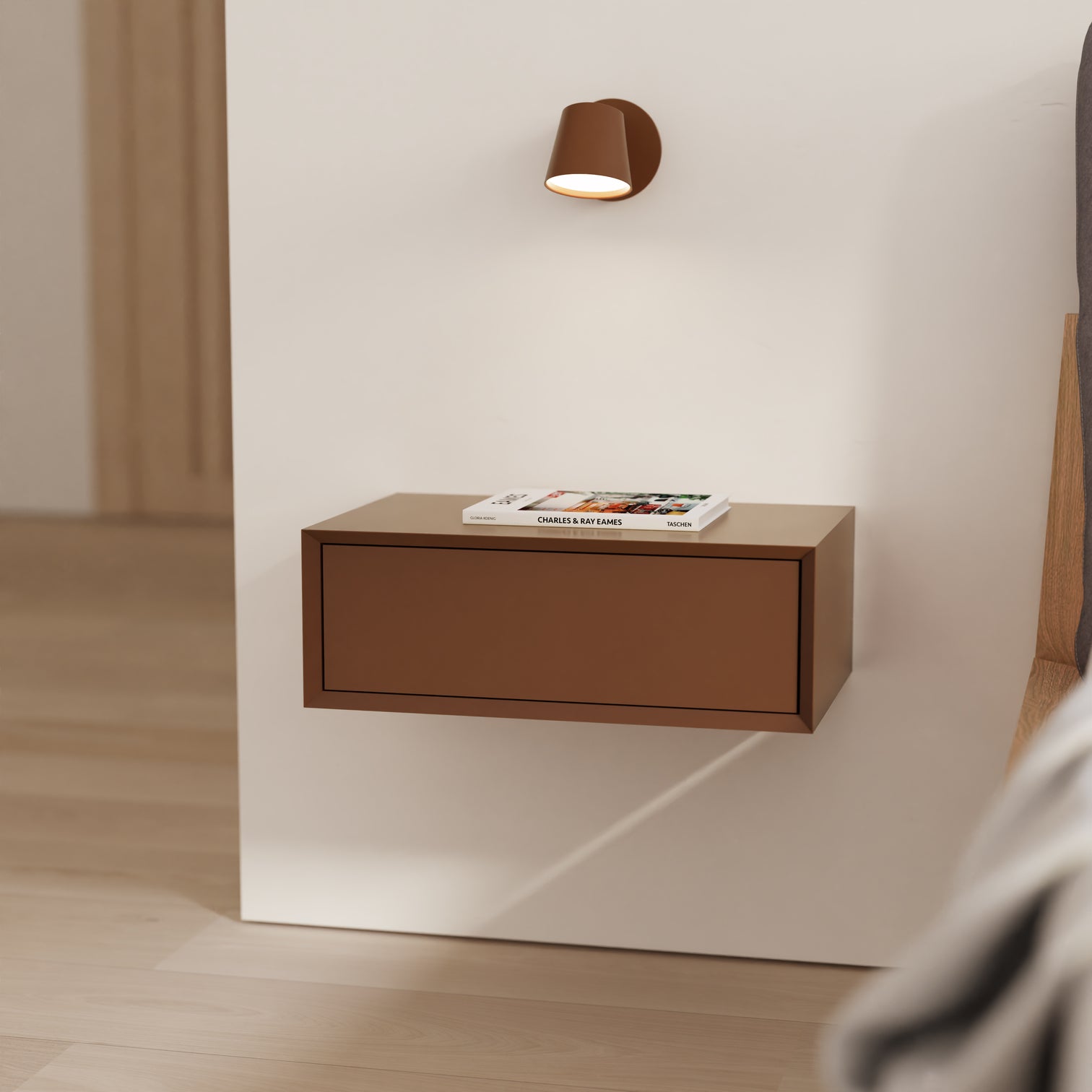 
Table de chevet design murale « Platt » - Argile