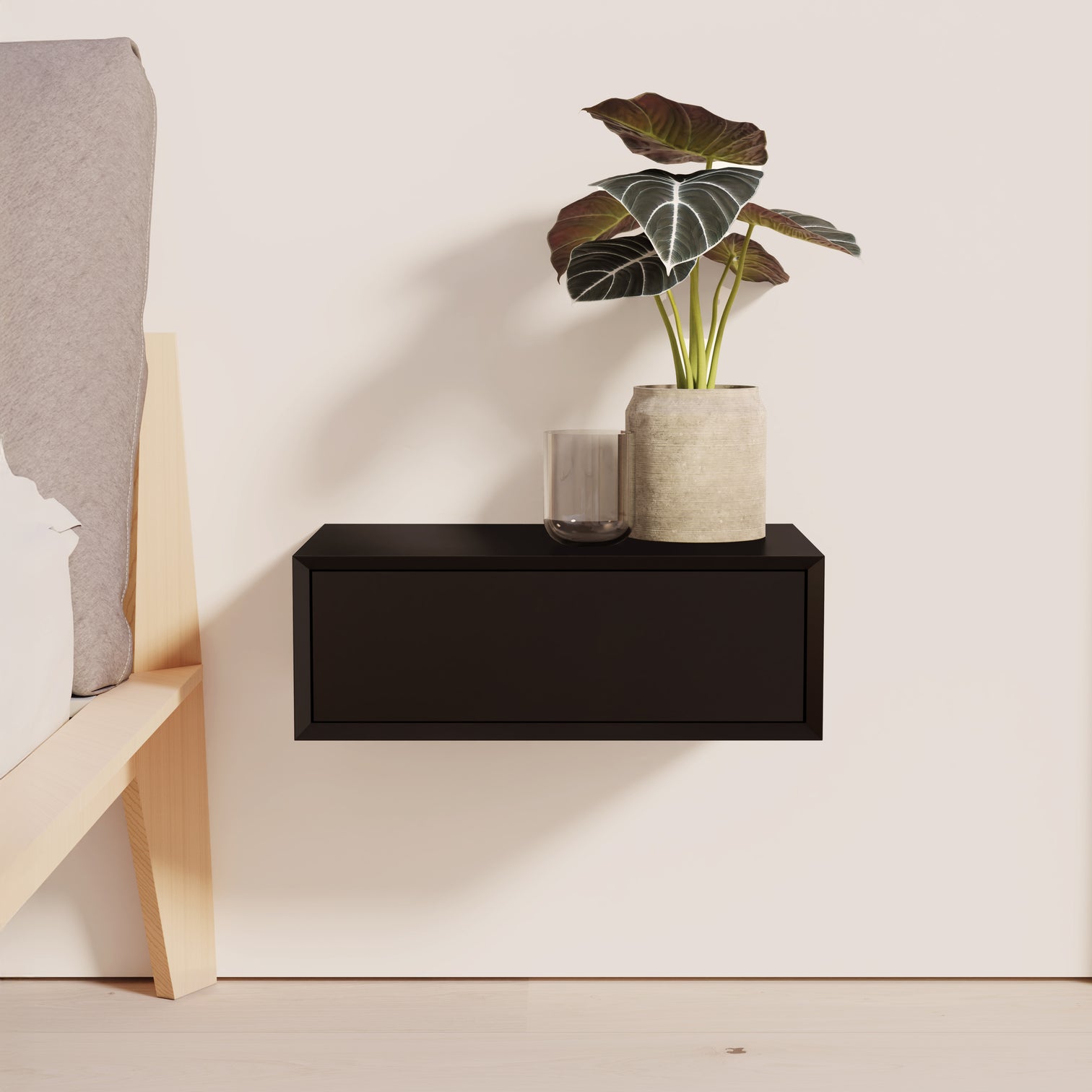 
Table de chevet design murale « Platt » - Noir