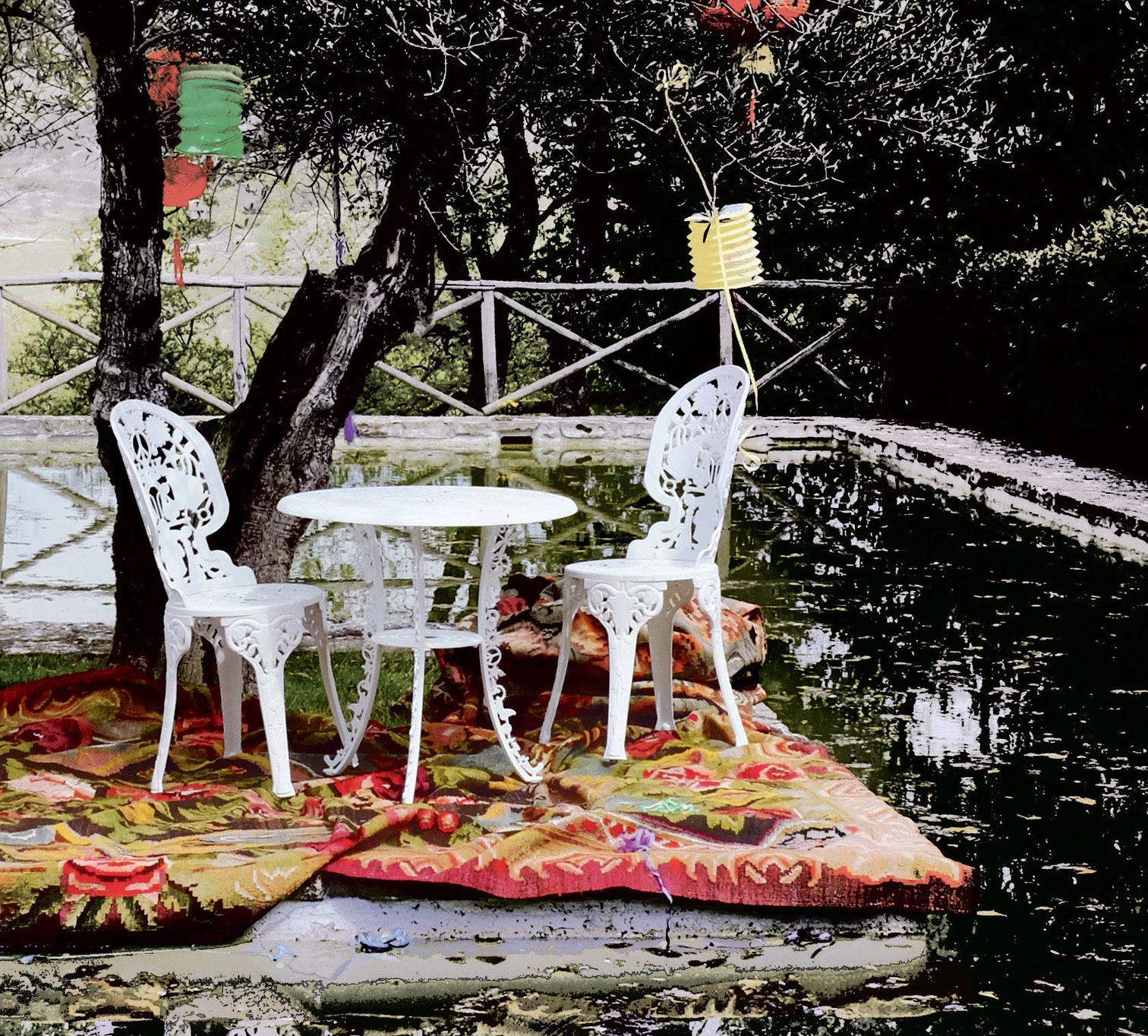 
Table de bistrot de jardin ronde design « Industry » - Blanc