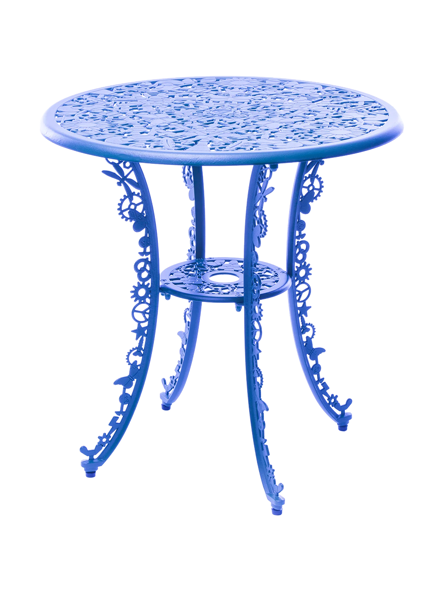 
Table de bistrot de jardin ronde design « Industry » - Bleu