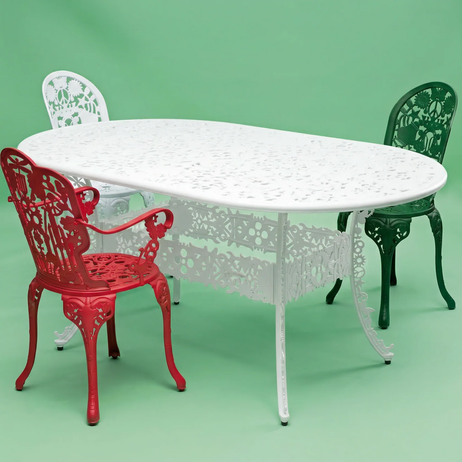 
Table de jardin ovale design « Industry » - Blanc