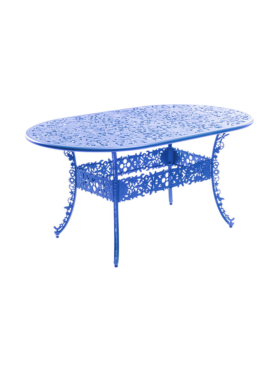 
Table de jardin ovale design « Industry » - Bleu