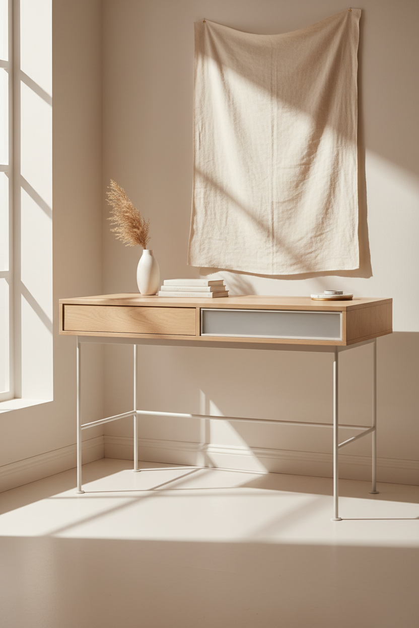
Designer Desk "Yoko" - Cream / Oak