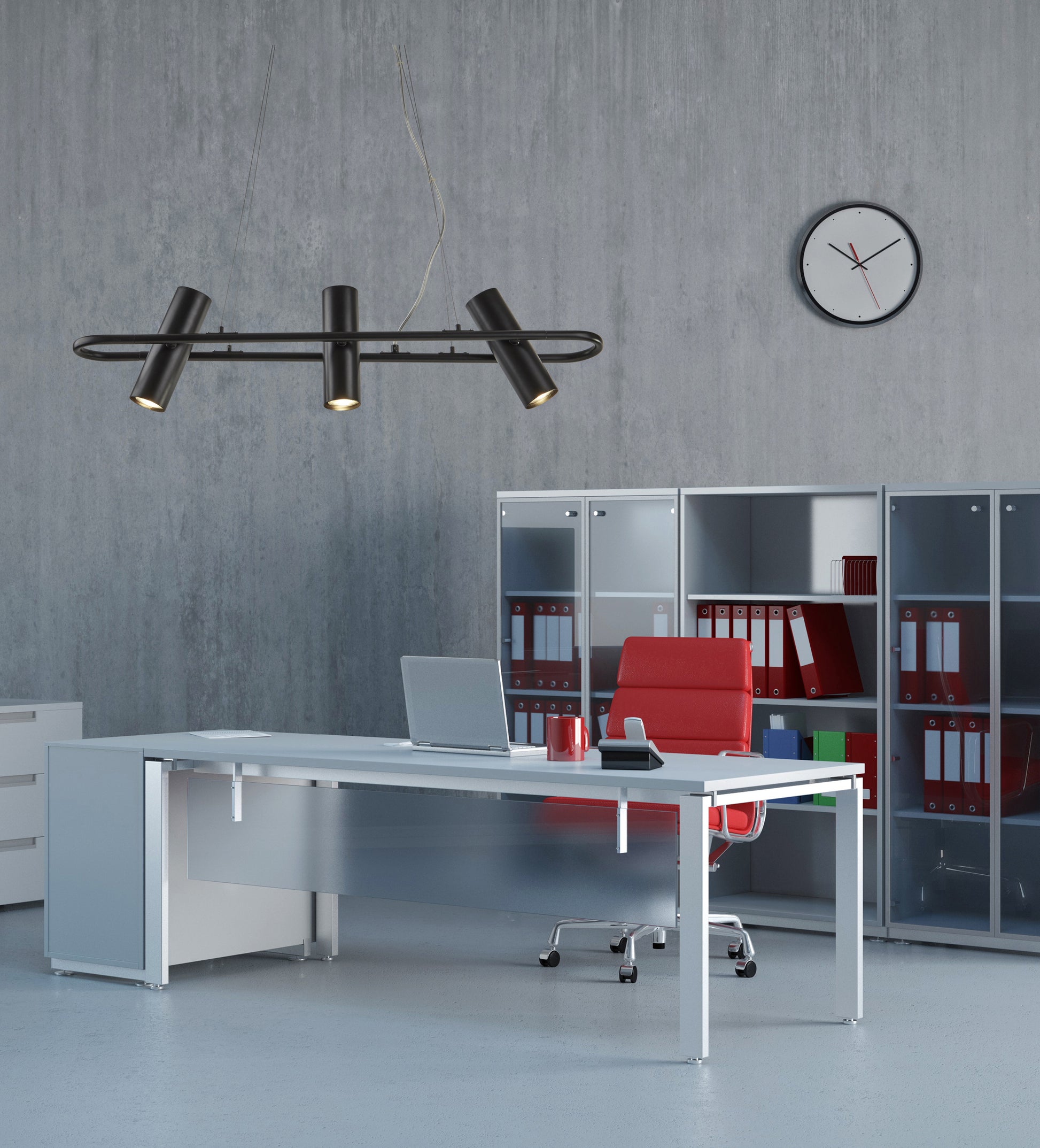 
Suspension design « Telescope » 3 lumières, Noir