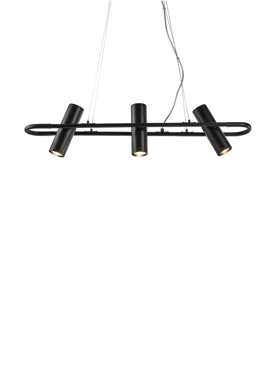 
Suspension design « Telescope » 3 lumières, Noir