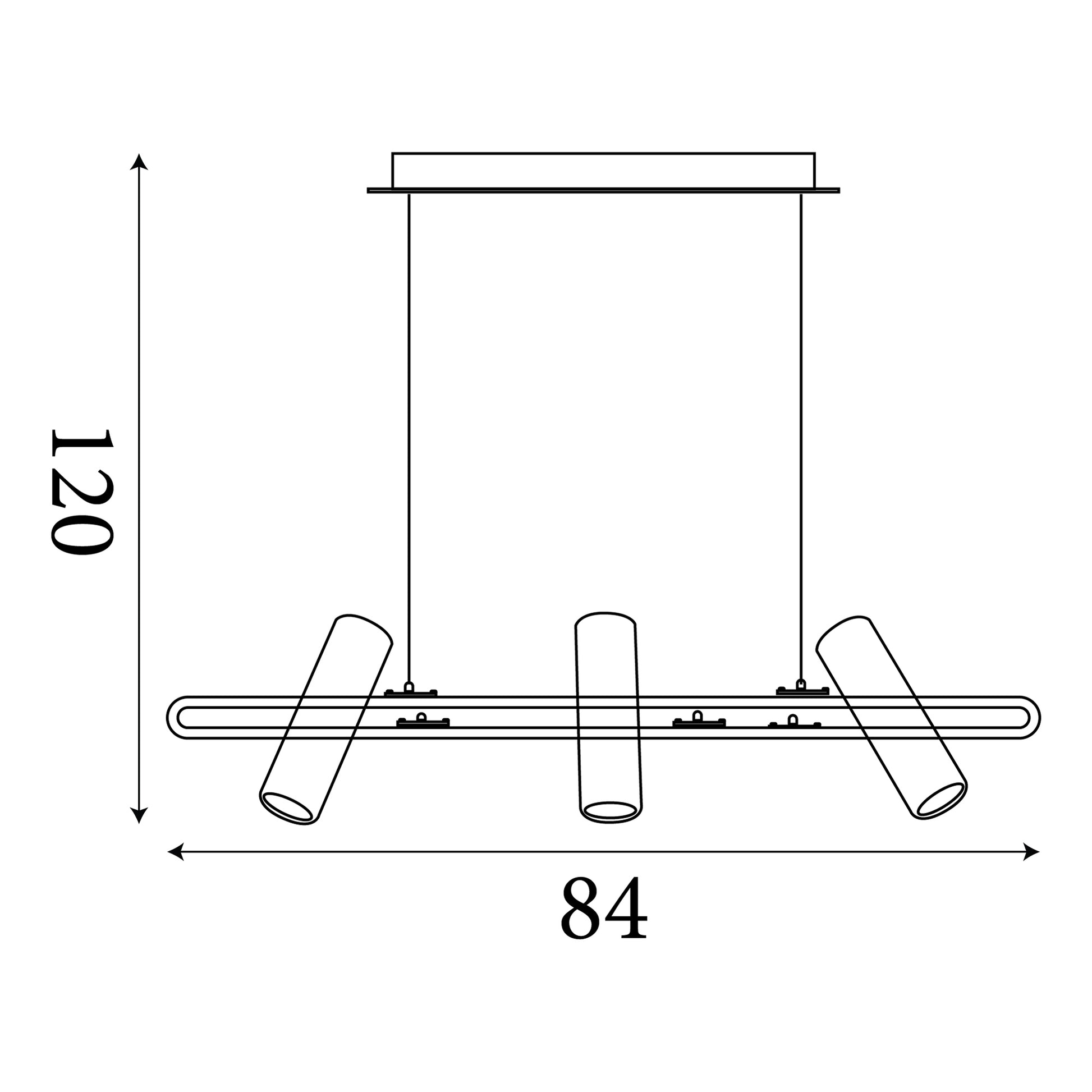 
Suspension design « Telescope » 3 lumières, Noir