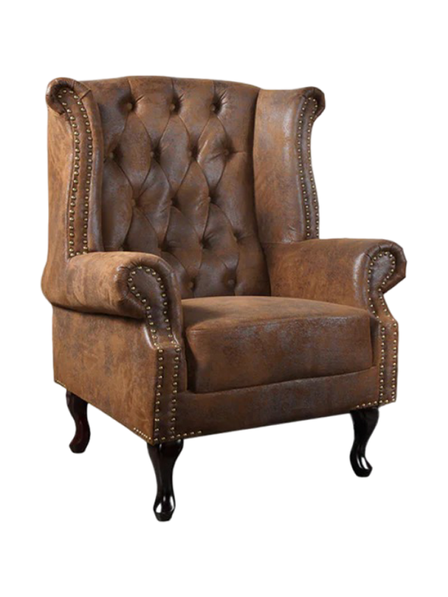 
Fauteuil à oreilles « Chesterfield » de haute qualité - Brun antique