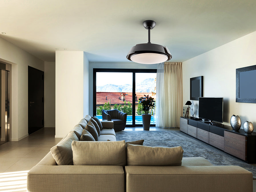 
High-quality ceiling fan & LED ceiling light “Enzo” with remote control