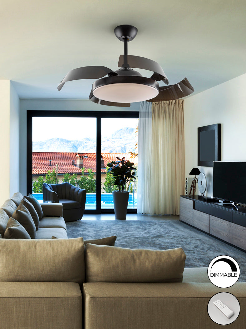 
Ventilateur de plafond haut de gamme et plafonnier LED « Enzo » avec télécommande
