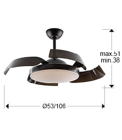 
Ventilateur de plafond haut de gamme et plafonnier LED « Enzo » avec télécommande