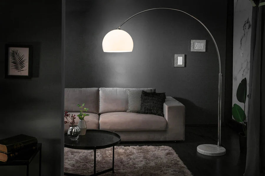
Extendable Designer Arc Lamp "Lounge" - White / Silver