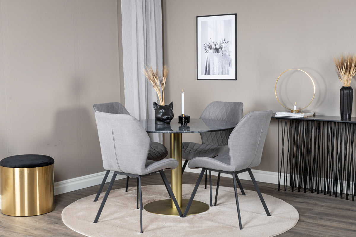 
Tavolo da pranzo rotondo in marmo „Estelle“ - Ø 106 cm - Nero / Oro