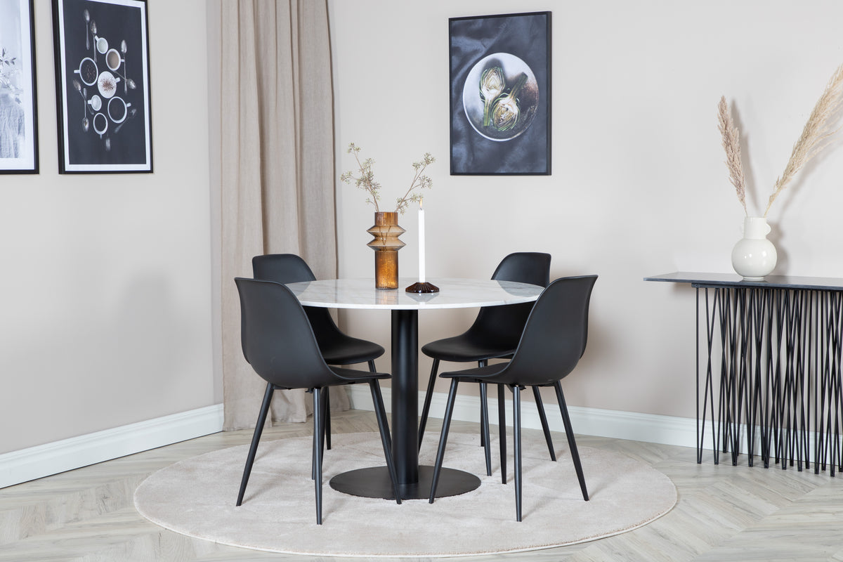 
Tavolo da pranzo rotondo in marmo „Estelle“ - Ø 106 cm - Nero / Bianco