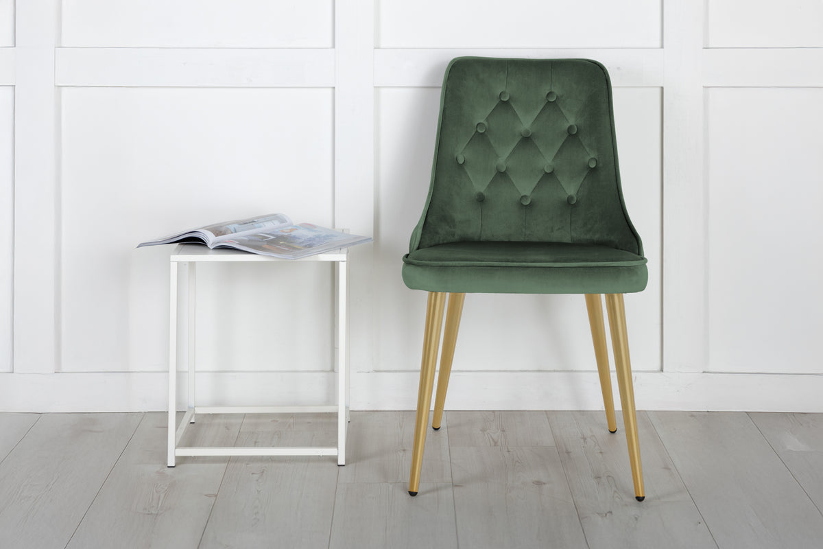 
Sedia da pranzo dal design moderno „Velvet deluxe“ - Verde smeraldo / Oro