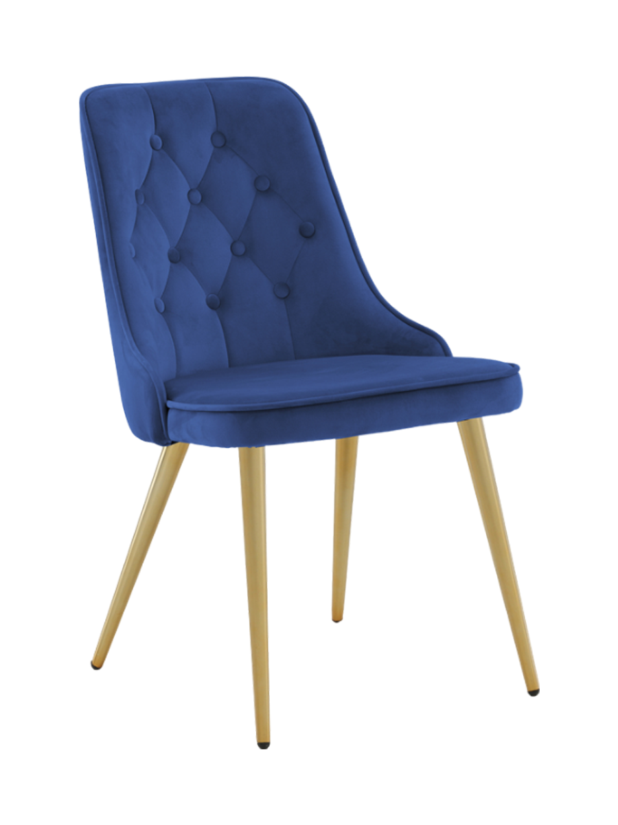 
Sedia da pranzo dal design moderno „Velvet deluxe“ - Blu reale / Oro