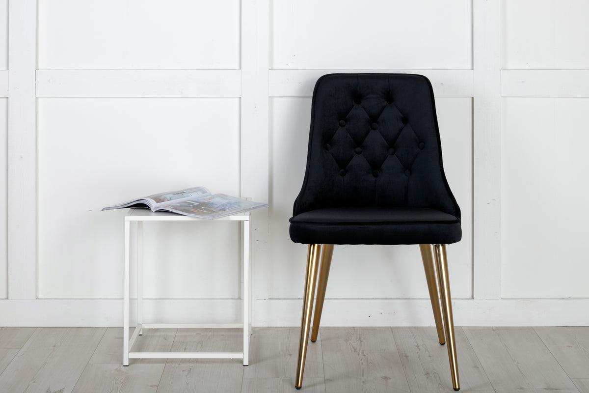 
Sedia da pranzo dal design moderno „Velvet deluxe“ - Nero / Oro