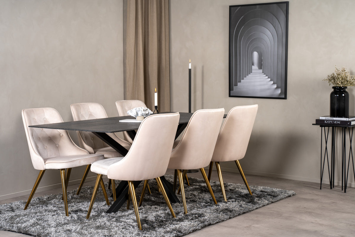 
Sedia da pranzo dal design moderno „Velvet deluxe“ - Beige chiaro / Oro