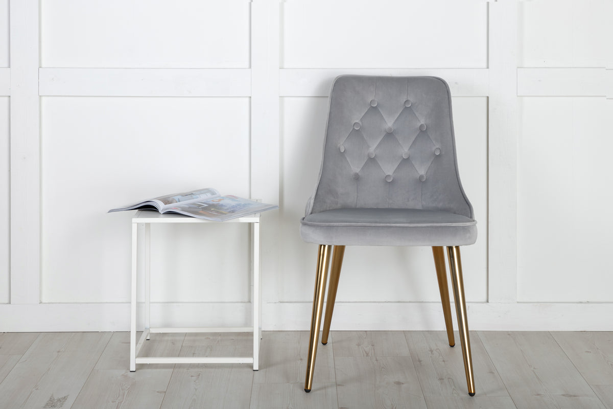 
Sedia da pranzo dal design moderno „Velvet deluxe“ - Grigio chiaro / Oro