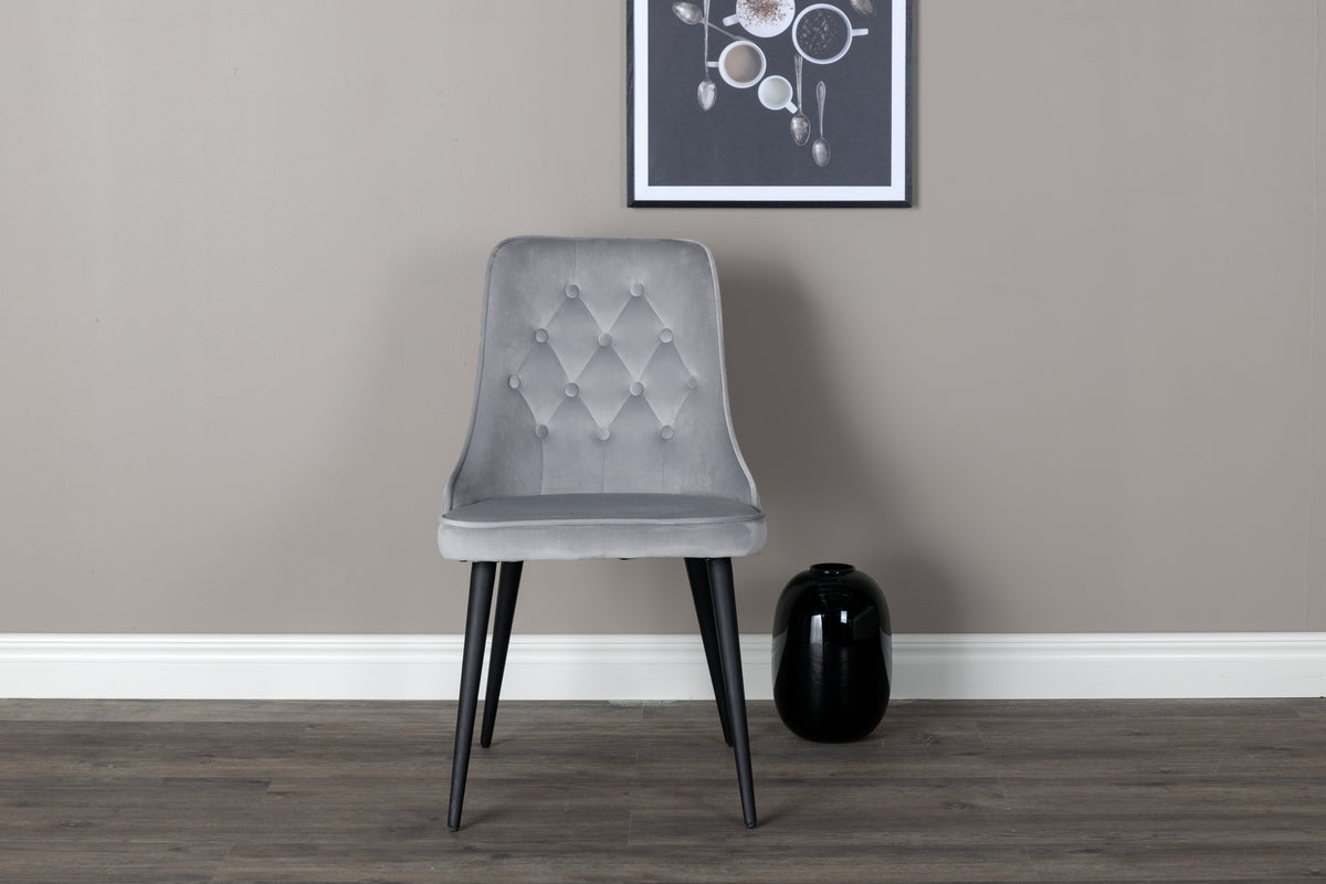 
Sedia da pranzo dal design moderno „Velvet deluxe“ - Grigio chiaro / Nero