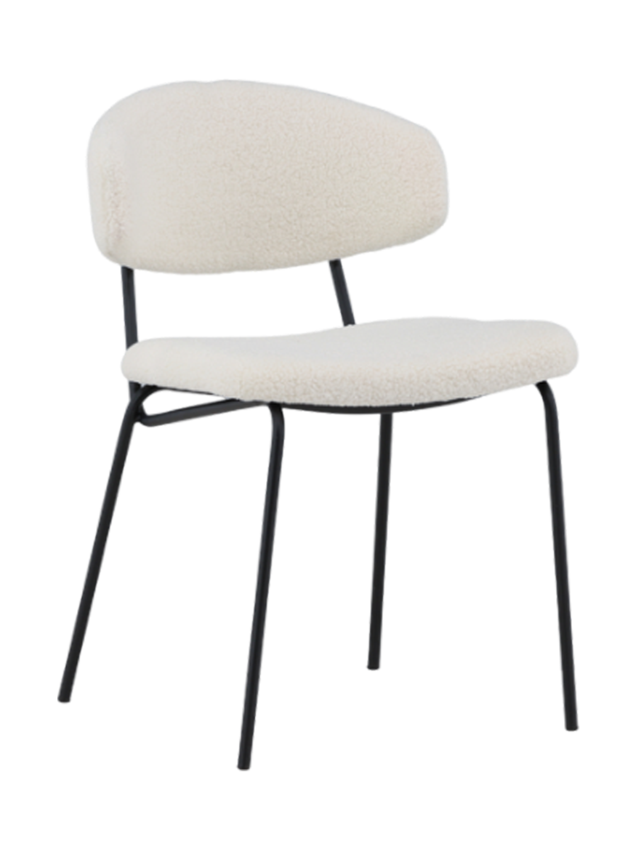 
Sedia da pranzo di design „Chico“ - Bouclé Bianco / Nero